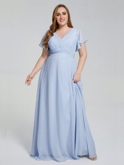 Plus Size Long Bridesmaid Dresses with Sleeves
