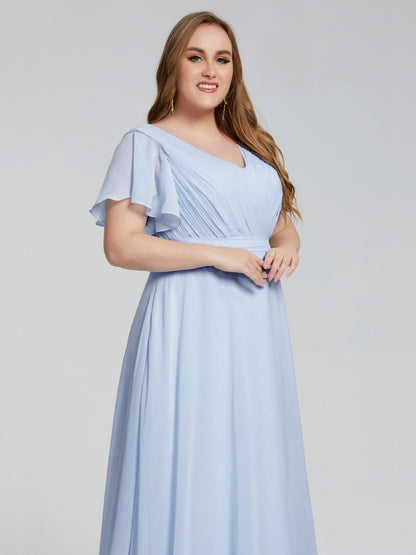 Plus Size Long Bridesmaid Dresses with Sleeves