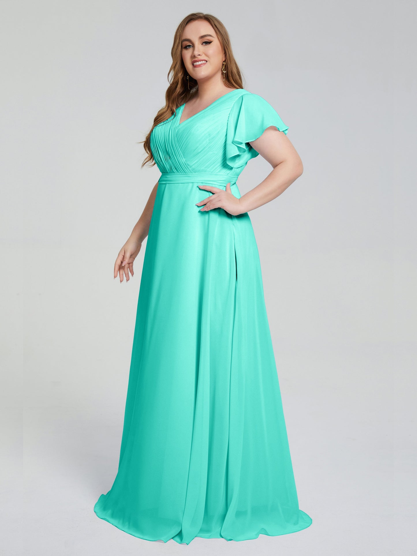 Plus Size Long Bridesmaid Dresses with Sleeves