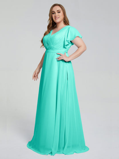 Plus Size Long Bridesmaid Dresses with Sleeves