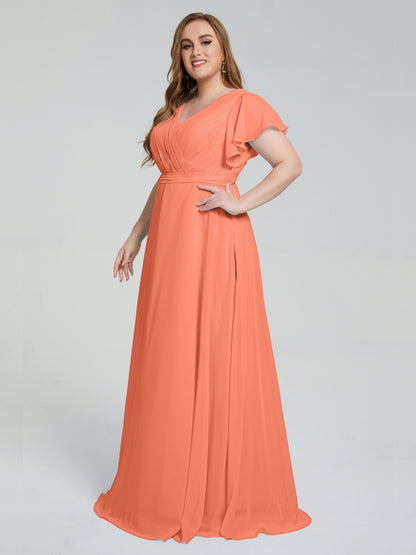 Plus Size Long Bridesmaid Dresses with Sleeves