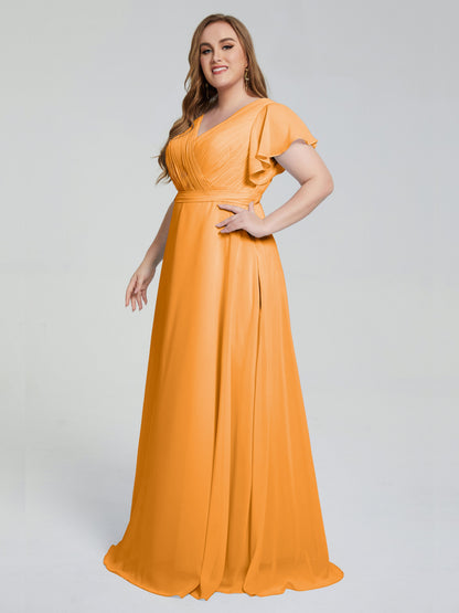 Plus Size Long Bridesmaid Dresses with Sleeves