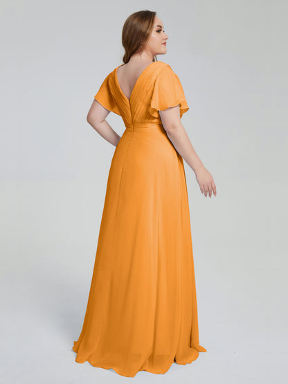 Plus Size Long Bridesmaid Dresses with Sleeves