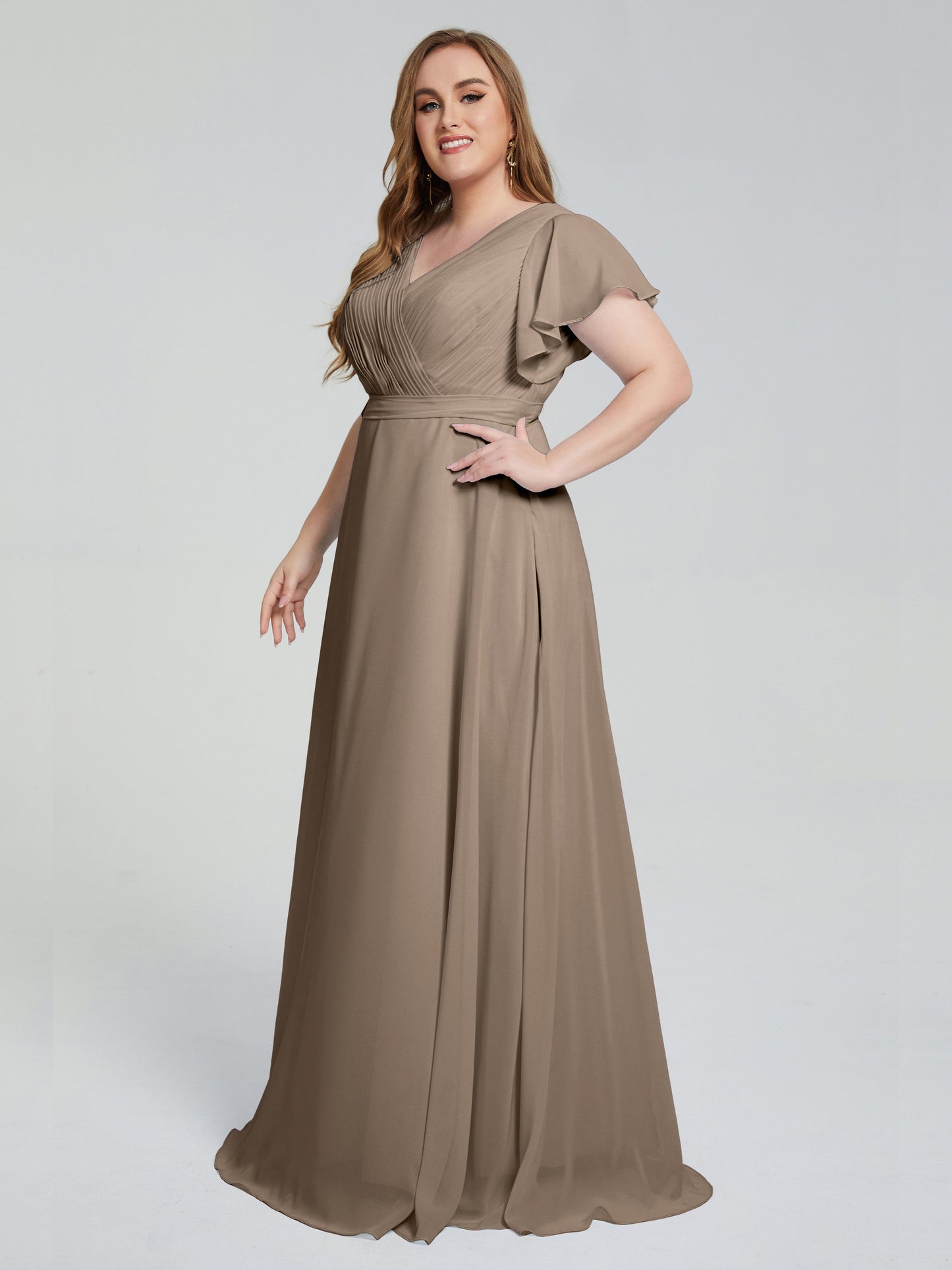 Plus Size Long Bridesmaid Dresses with Sleeves