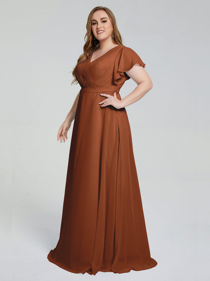 Plus Size Long Bridesmaid Dresses with Sleeves