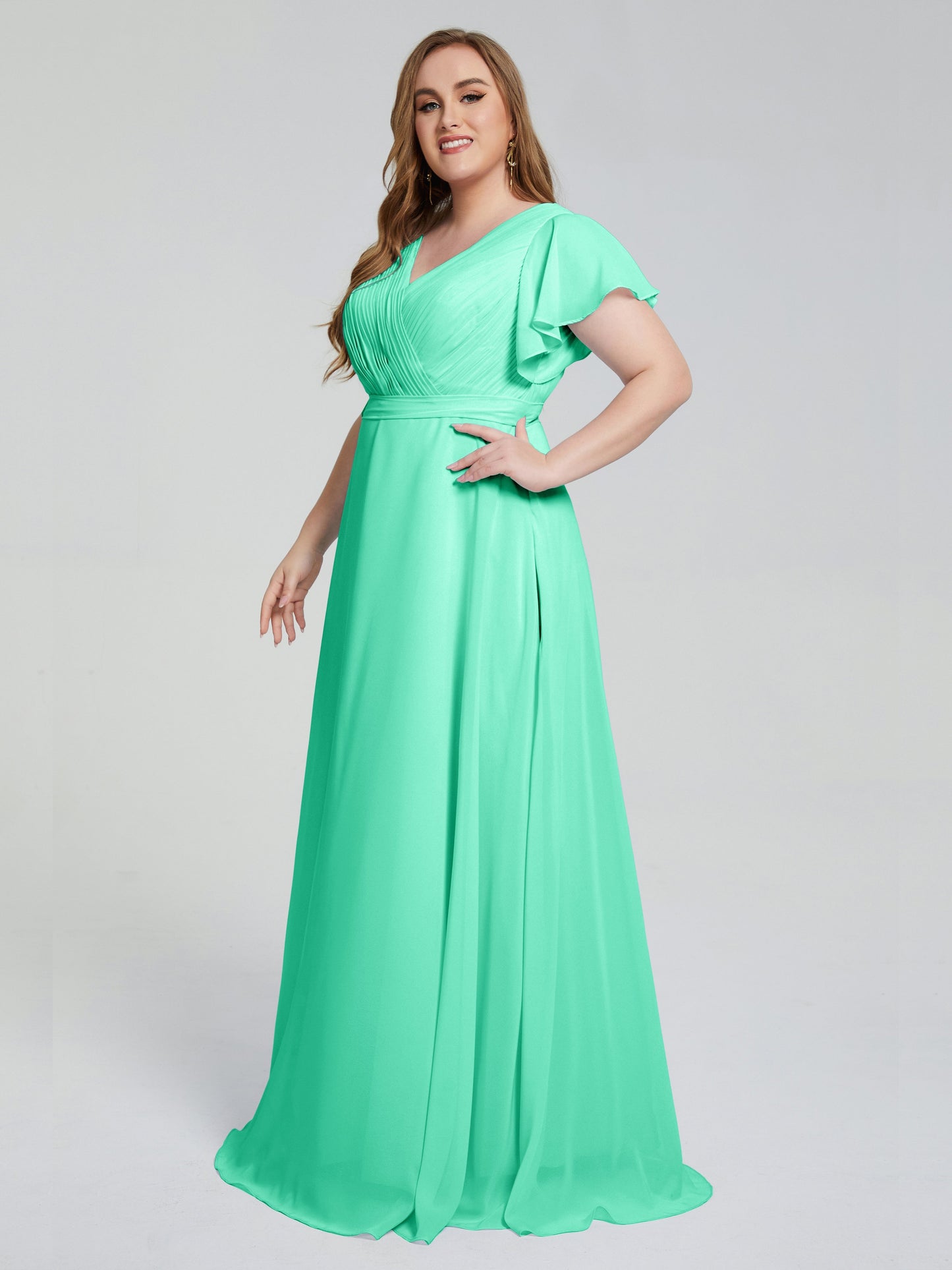 Plus Size Long Bridesmaid Dresses with Sleeves