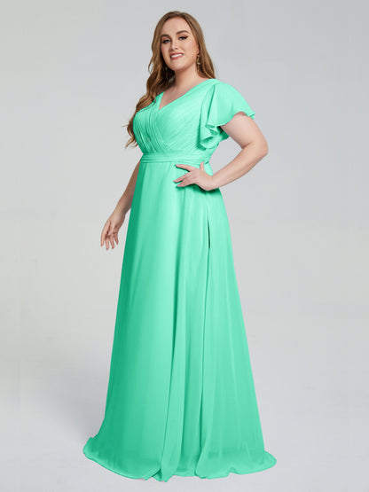 Plus Size Long Bridesmaid Dresses with Sleeves