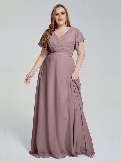Plus Size Long Bridesmaid Dresses with Sleeves