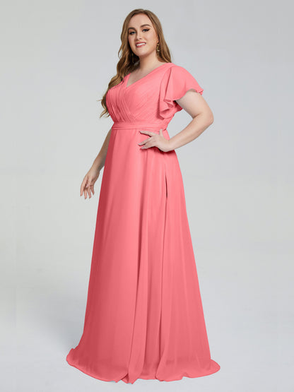 Plus Size Long Bridesmaid Dresses with Sleeves