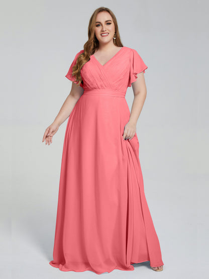 Plus Size Long Bridesmaid Dresses with Sleeves