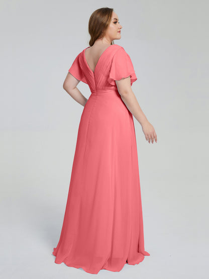 Plus Size Long Bridesmaid Dresses with Sleeves