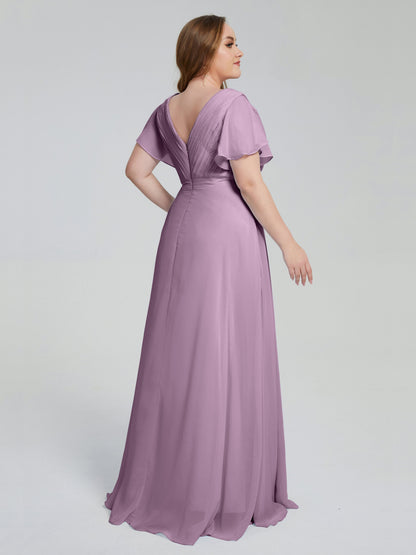 Plus Size Long Bridesmaid Dresses with Sleeves