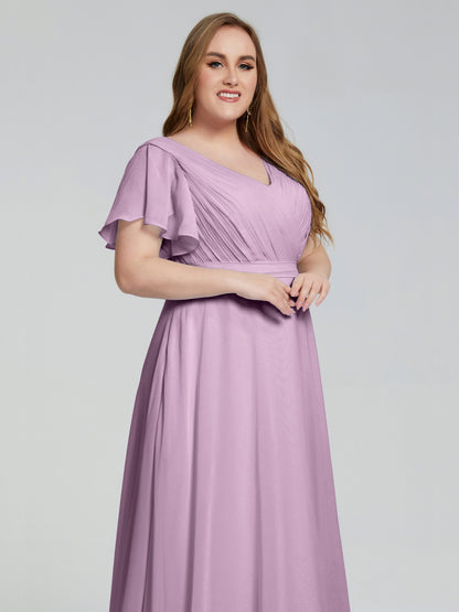 Plus Size Long Bridesmaid Dresses with Sleeves