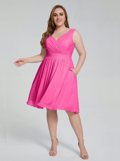Callie V Neck Midi Mother Of The Bride Dresses With Pockets