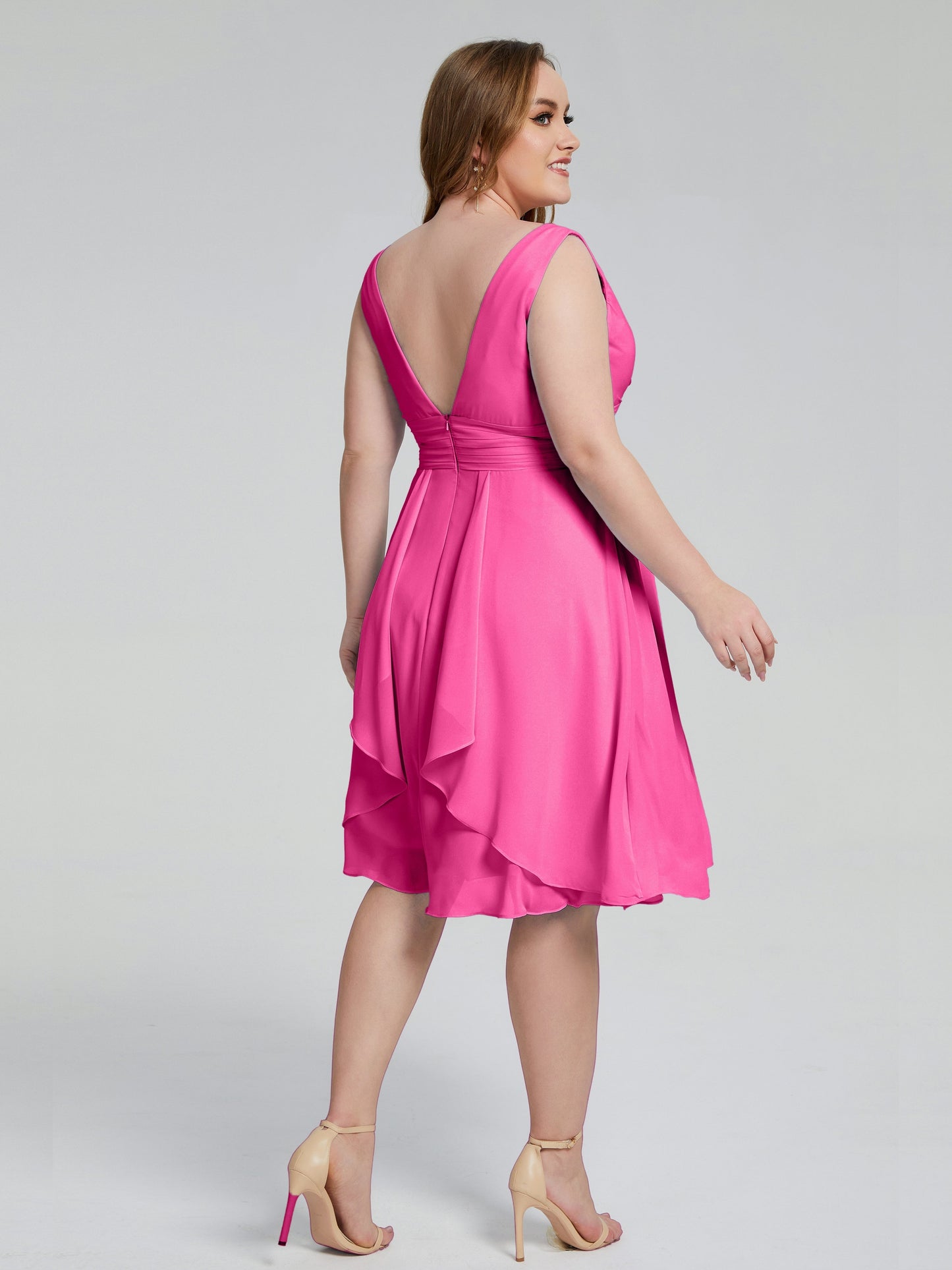 Callie V Neck Midi Mother Of The Bride Dresses With Pockets