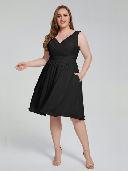 Callie V Neck Midi Mother Of The Bride Dresses With Pockets