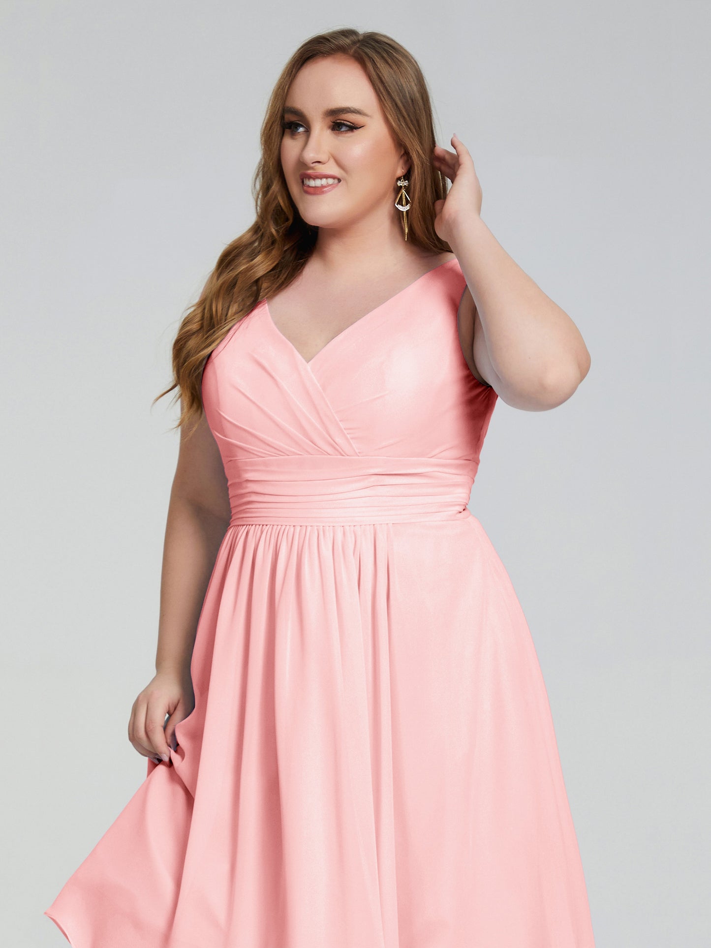 Callie V Neck Midi Mother Of The Bride Dresses With Pockets