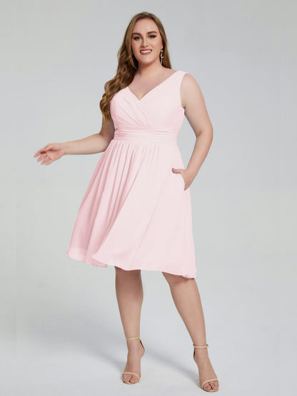 Callie V Neck Midi Mother Of The Bride Dresses With Pockets