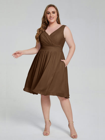 Callie V Neck Midi Mother Of The Bride Dresses With Pockets