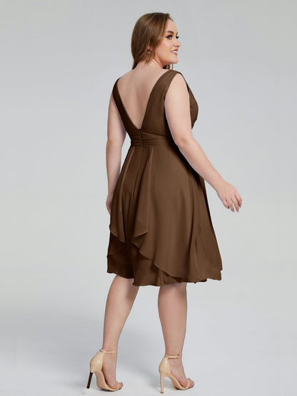 Callie V Neck Midi Mother Of The Bride Dresses With Pockets