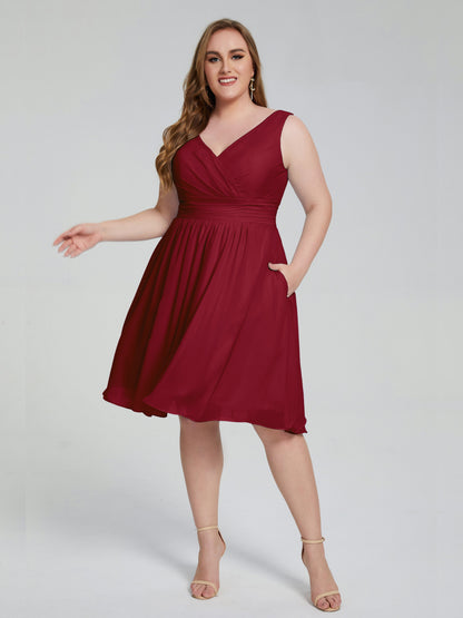 Callie V Neck Midi Mother Of The Bride Dresses With Pockets