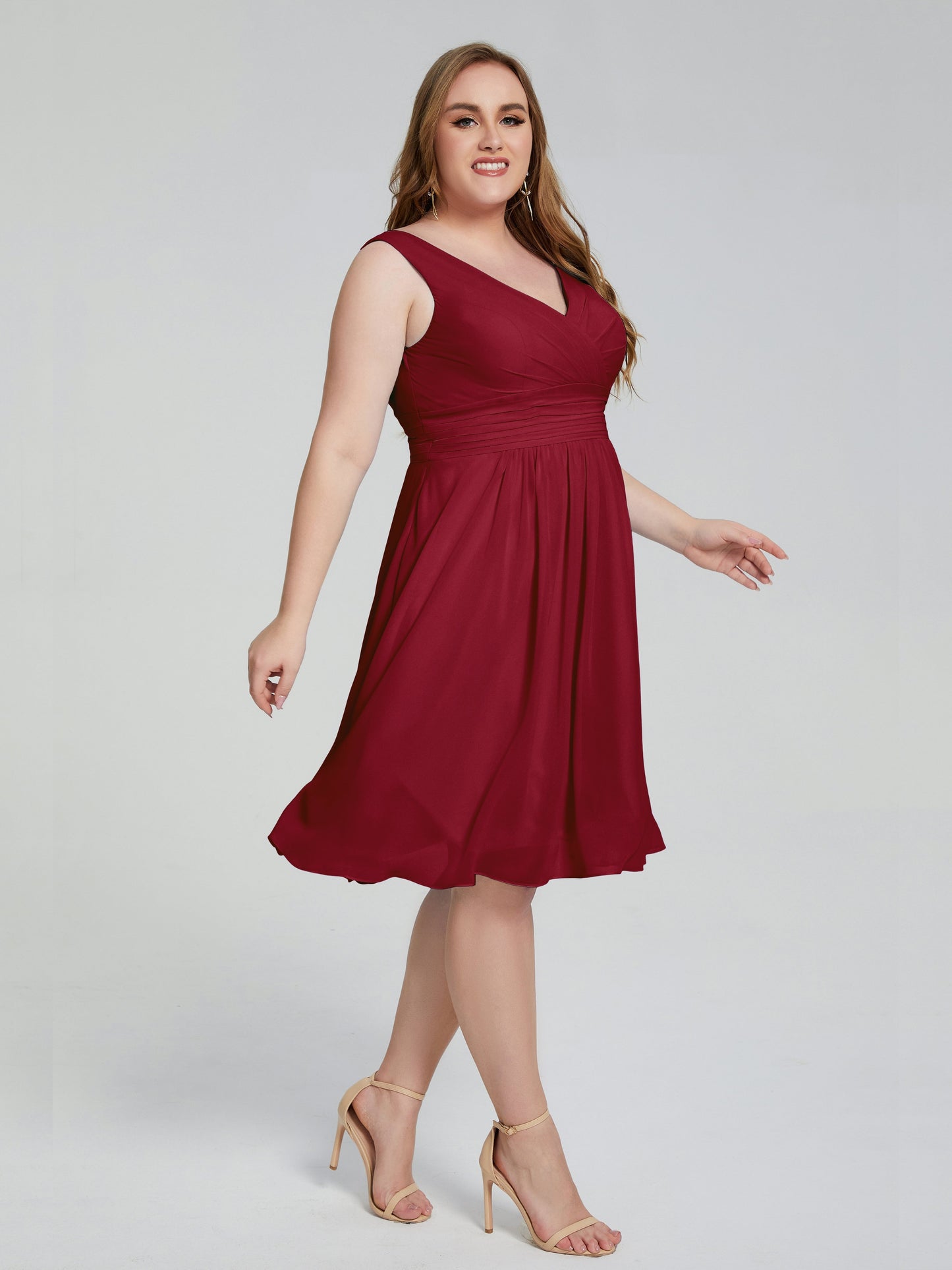 Callie V Neck Midi Mother Of The Bride Dresses With Pockets