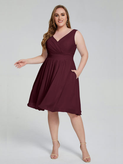 Callie V Neck Midi Mother Of The Bride Dresses With Pockets