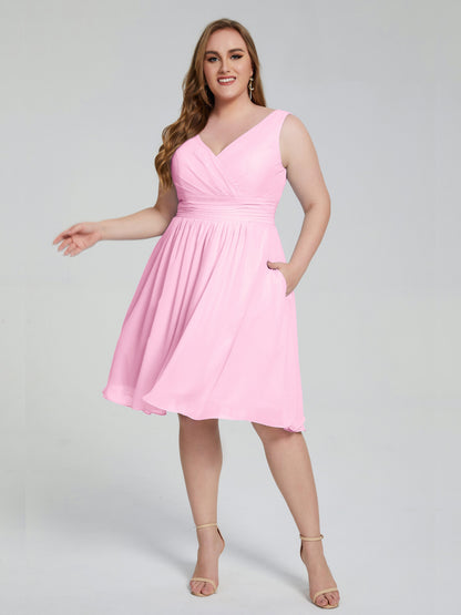 Callie V Neck Midi Mother Of The Bride Dresses With Pockets