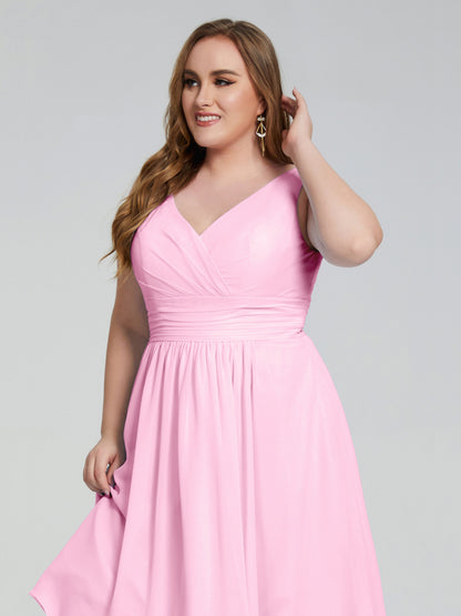 Callie V Neck Midi Mother Of The Bride Dresses With Pockets