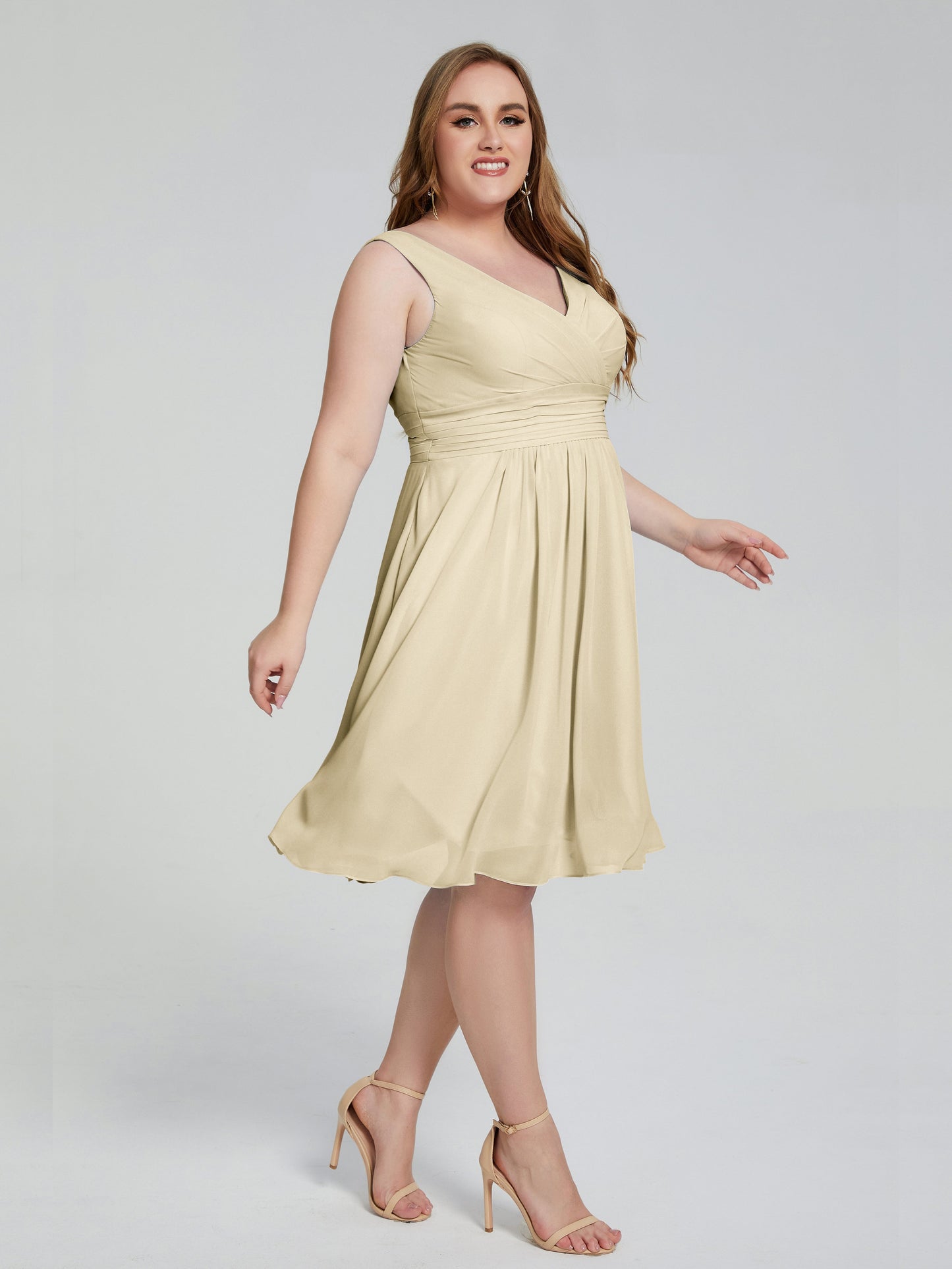 Callie V Neck Midi Mother Of The Bride Dresses With Pockets