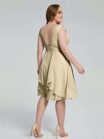 Callie V Neck Midi Mother Of The Bride Dresses With Pockets
