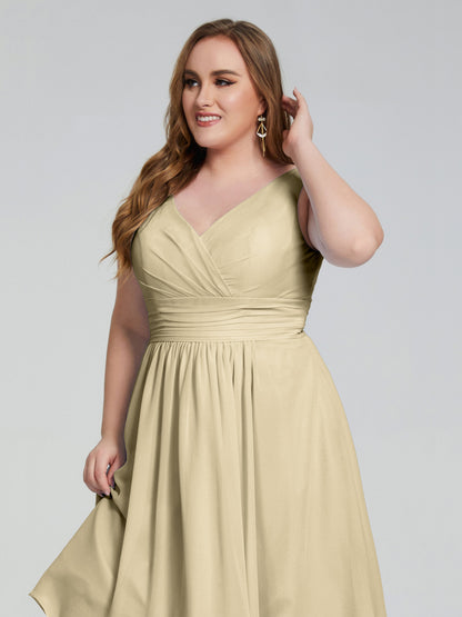 Callie V Neck Midi Mother Of The Bride Dresses With Pockets