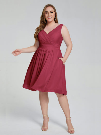 Callie V Neck Midi Mother Of The Bride Dresses With Pockets