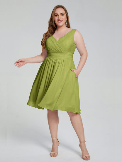 Callie V Neck Midi Mother Of The Bride Dresses With Pockets