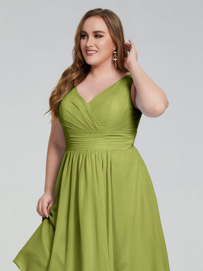 Callie V Neck Midi Mother Of The Bride Dresses With Pockets