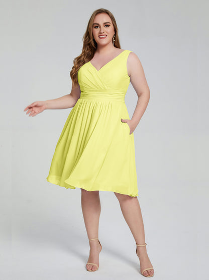 Callie V Neck Midi Mother Of The Bride Dresses With Pockets