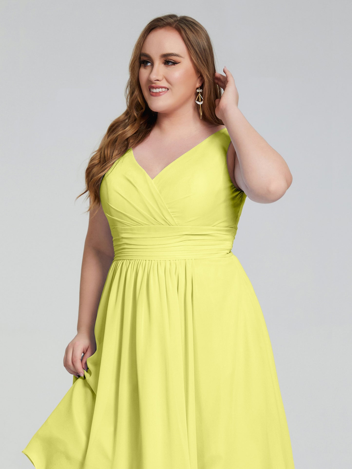 Callie V Neck Midi Mother Of The Bride Dresses With Pockets