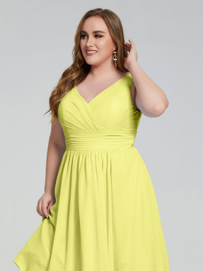 Callie V Neck Midi Mother Of The Bride Dresses With Pockets