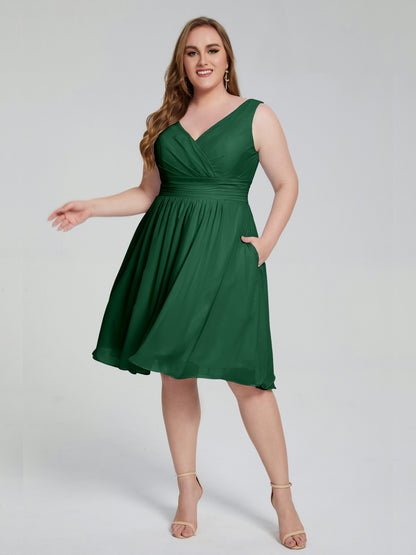 Callie V Neck Midi Mother Of The Bride Dresses With Pockets
