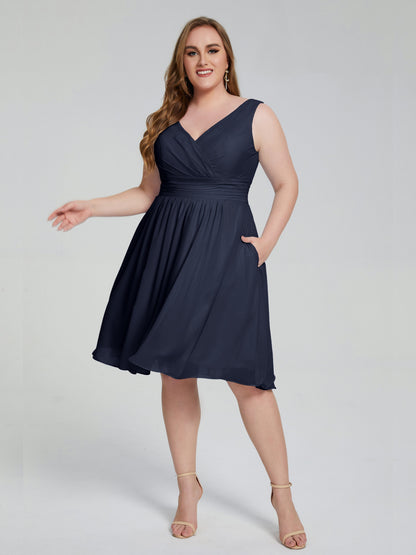 Callie V Neck Midi Mother Of The Bride Dresses With Pockets