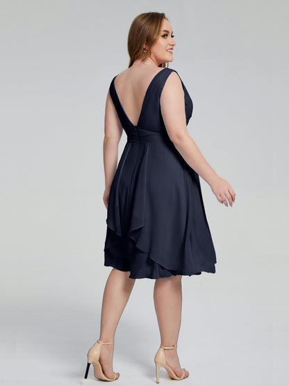 Callie V Neck Midi Mother Of The Bride Dresses With Pockets