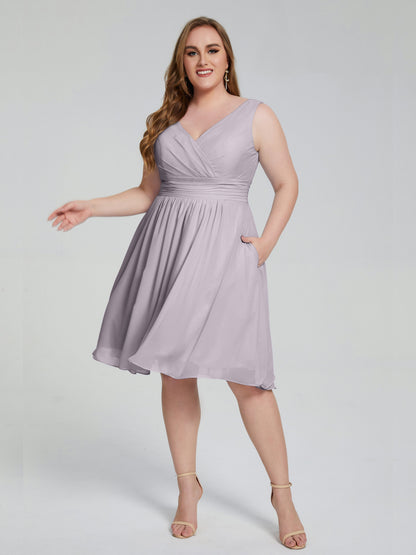 Callie V Neck Midi Mother Of The Bride Dresses With Pockets