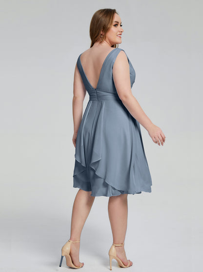 Callie V Neck Midi Mother Of The Bride Dresses With Pockets