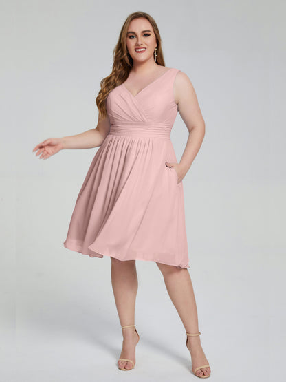 Callie V Neck Midi Mother Of The Bride Dresses With Pockets
