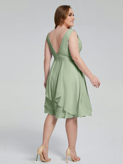 Callie V Neck Midi Mother Of The Bride Dresses With Pockets
