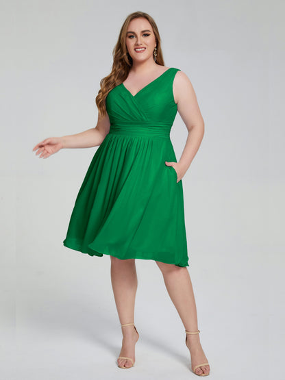 Callie V Neck Midi Mother Of The Bride Dresses With Pockets