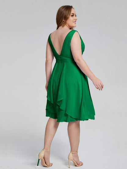 Callie V Neck Midi Mother Of The Bride Dresses With Pockets
