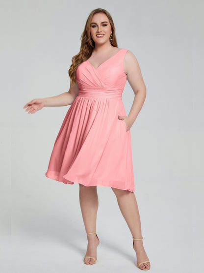 Callie V Neck Midi Mother Of The Bride Dresses With Pockets