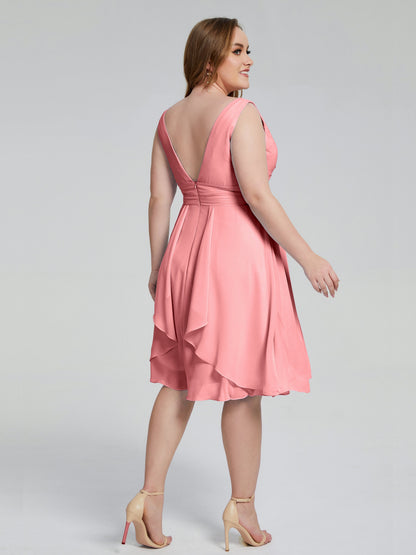 Callie V Neck Midi Mother Of The Bride Dresses With Pockets