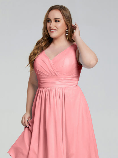Callie V Neck Midi Mother Of The Bride Dresses With Pockets
